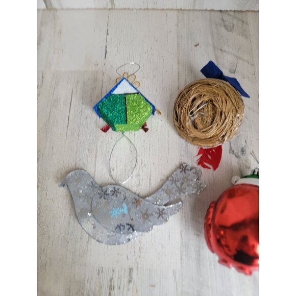 Red owl cardinal variety bird ornament Xmas set glitter - Picture 4 of 5